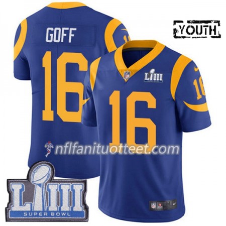 Lasten Los Angeles Rams NFL Pelipaita Jared Goff 16 Nike Royal 2019 Super Bowl LIII